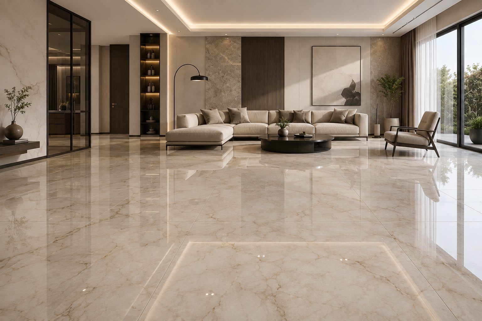 After: marble floor polishing completed in Nidadavole near Eluru