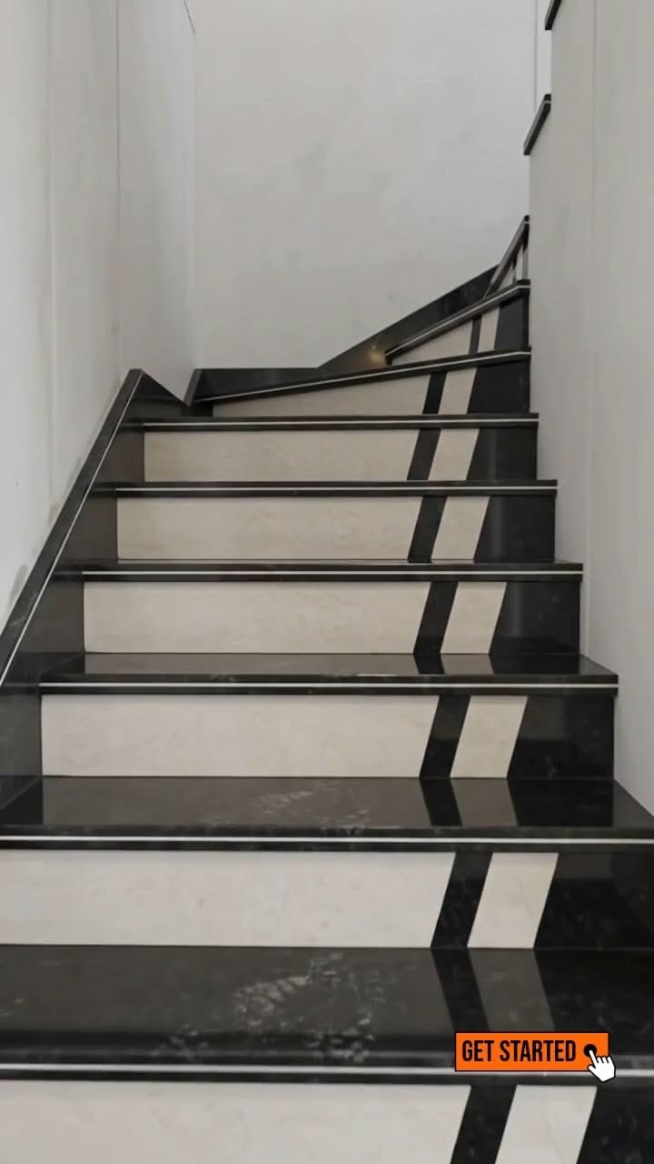 Granite staircase with skid-proof grooves by Surya Prakash Tile & Stone Works in Eluru